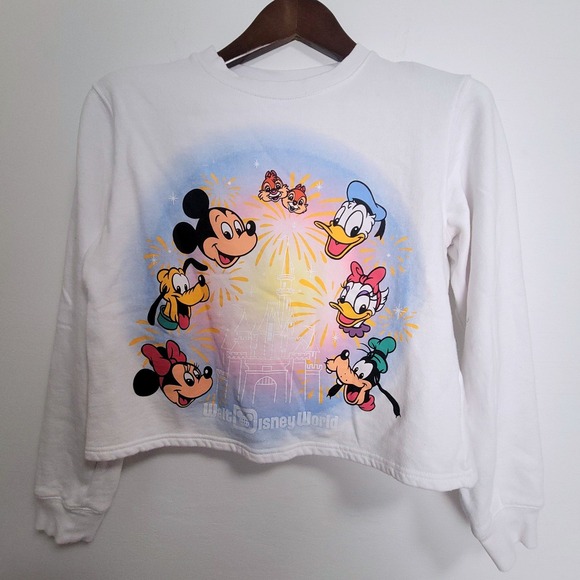 Disney Tops - Disney World Mickey Mouse Friends Cropped Sweatshirt White Medium Small
